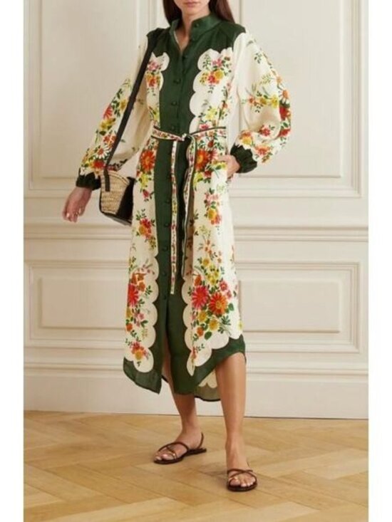Alemais Dresses & Skirts - NWOT Alemais Elisabetta Midi Floral Linen Shirtdress Size 8